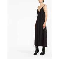 Rochii Jil Sander Dama - Rochii Jil Sander Black Calf Lenght V-Neck Slip Dress, With Full Skirt And Diagonal Cut, In Viscose Woman Black Femei (BM 10455443) - B-mall.ro