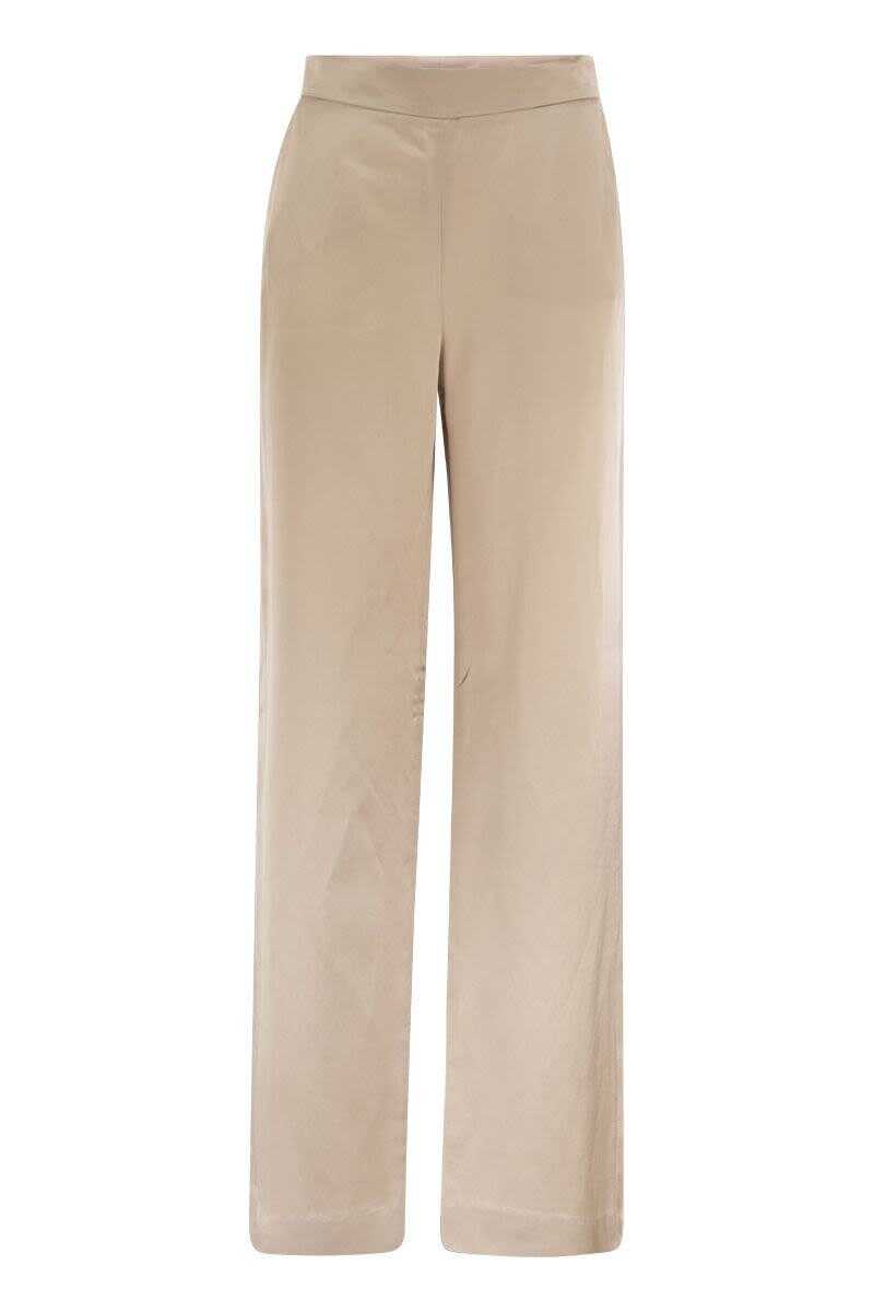 ANTONELLI ANTONELLI Viscose and Linen palazzo trousers BEIGE