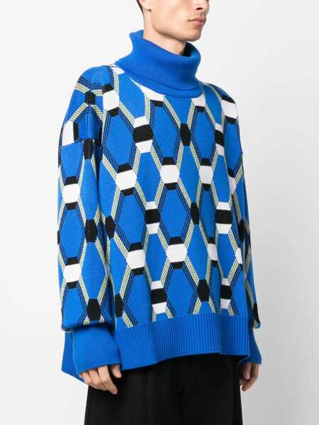 Pulovere RANDOM IDENTITIES Random Identities Roll Neck Jacquard Sweater Clothing BLUE Barbati (BM 10464908) 3