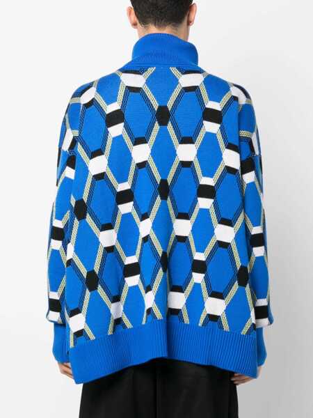 Pulovere RANDOM IDENTITIES Random Identities Roll Neck Jacquard Sweater Clothing BLUE Barbati (BM 10464908) 4