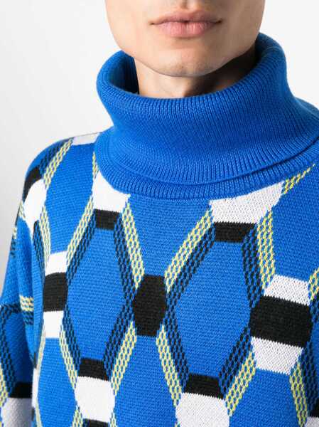Pulovere RANDOM IDENTITIES Random Identities Roll Neck Jacquard Sweater Clothing BLUE Barbati (BM 10464908) 5