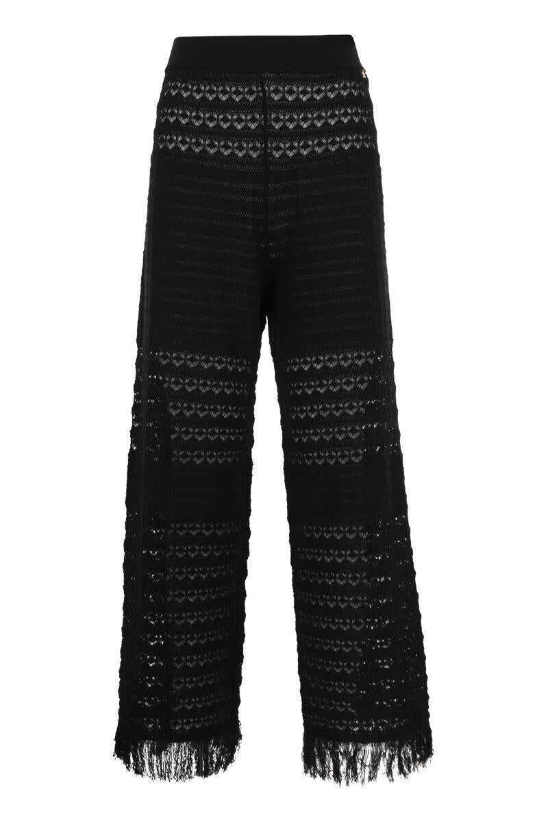 Elisabetta Franchi ELISABETTA FRANCHI Lace stitch palazzo trousers BLACK