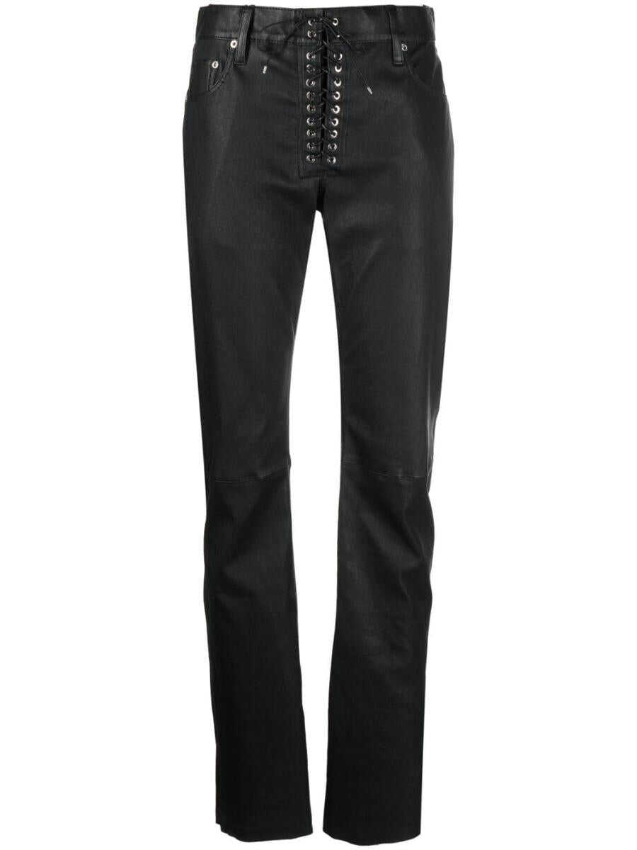 LUDOVIC DE SAINT SERNIN LUDOVIC DE SAINT SERNIN Stretch leather lace up jeans Black