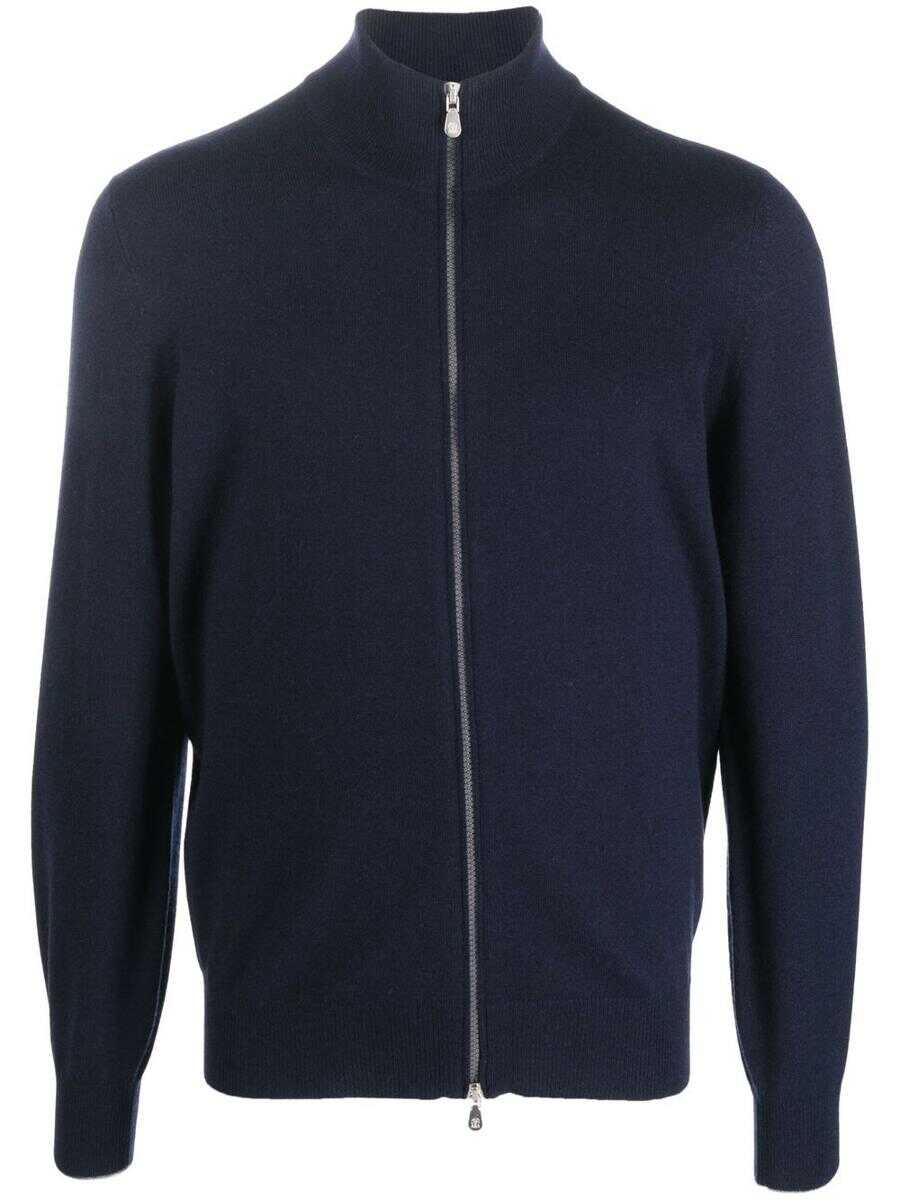 Brunello Cucinelli BRUNELLO CUCINELLI Zipped cashmere cardigan Blue