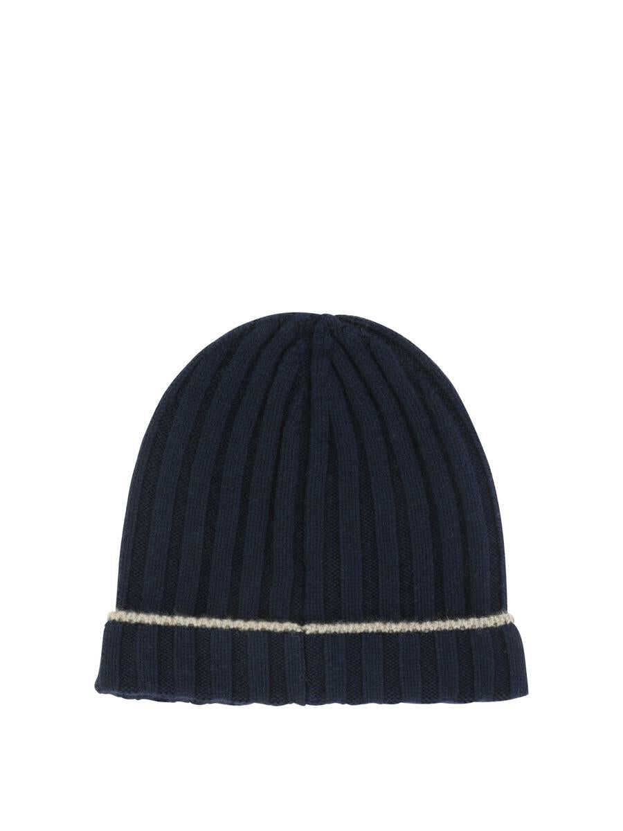 Brunello Cucinelli Cashmere rib knit beanie Blue