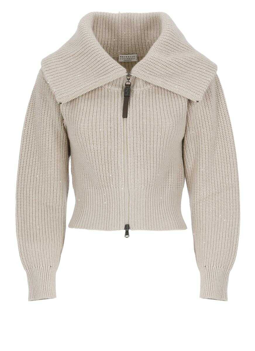 Brunello Cucinelli BRUNELLO CUCINELLI Cashmere and silk blend cardigan BEIGE