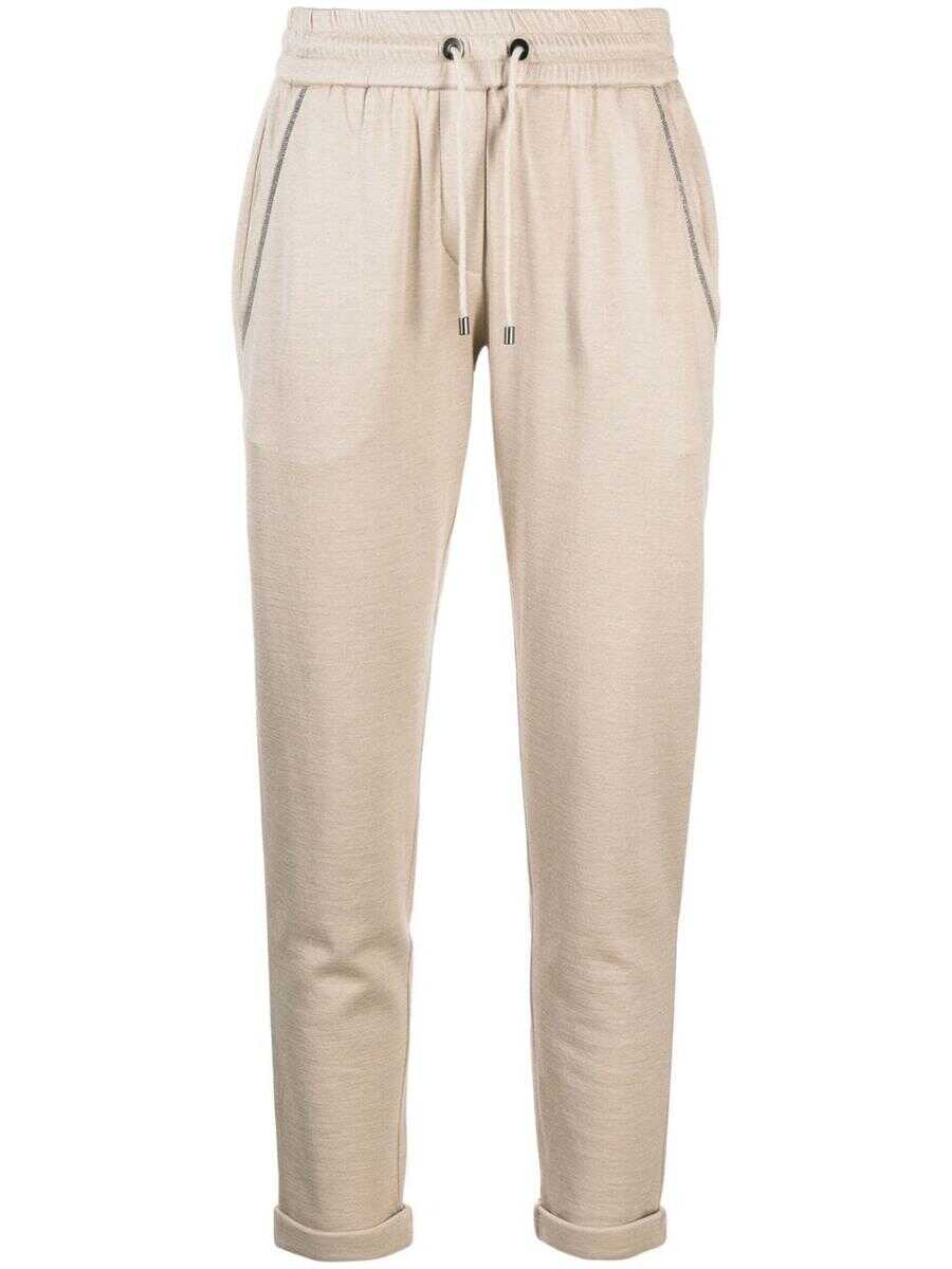 Brunello Cucinelli BRUNELLO CUCINELLI Cotton and silk blend joggers BEIGE