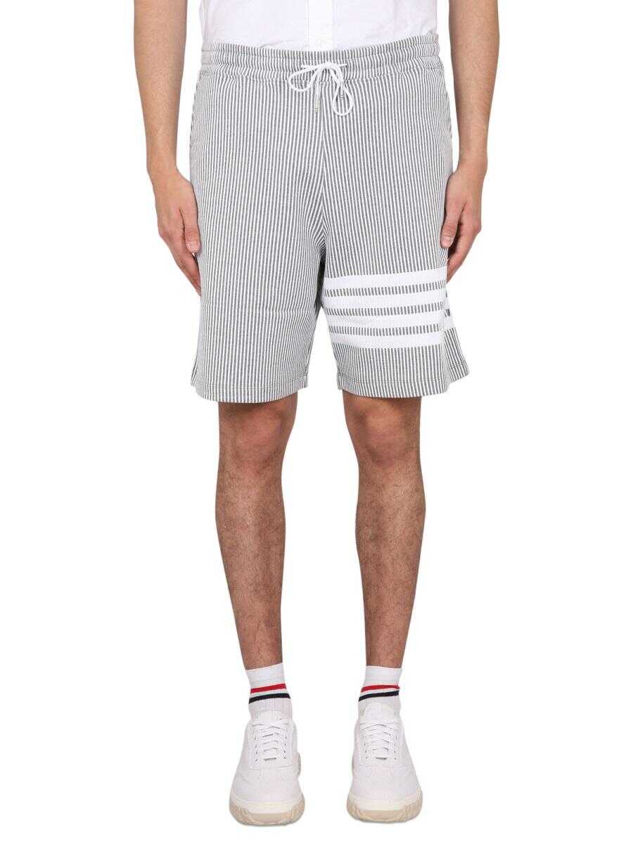 Thom Browne THOM BROWNE STRIPED BERMUDA SHORTS GREY