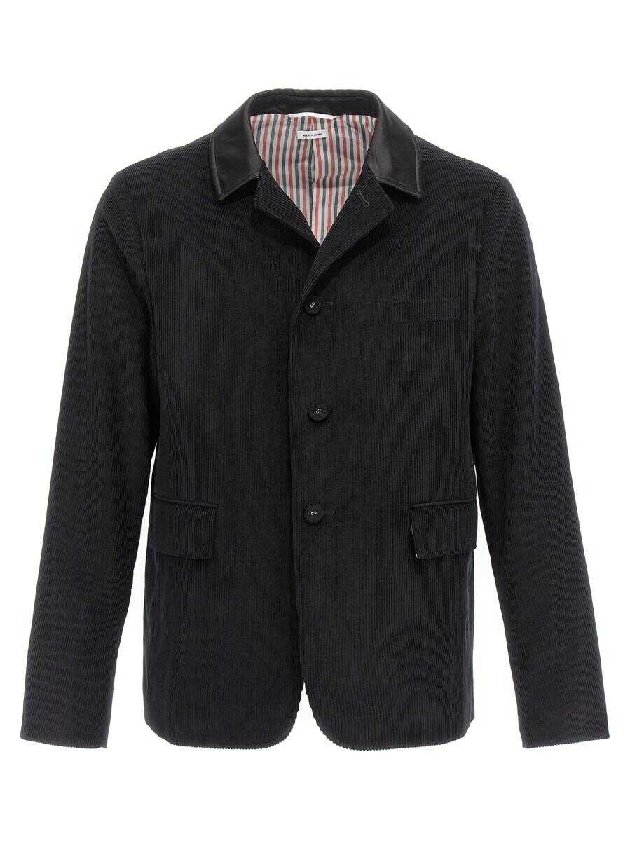 Thom Browne THOM BROWNE Corduroy blazer jacket Black b-mall.ro