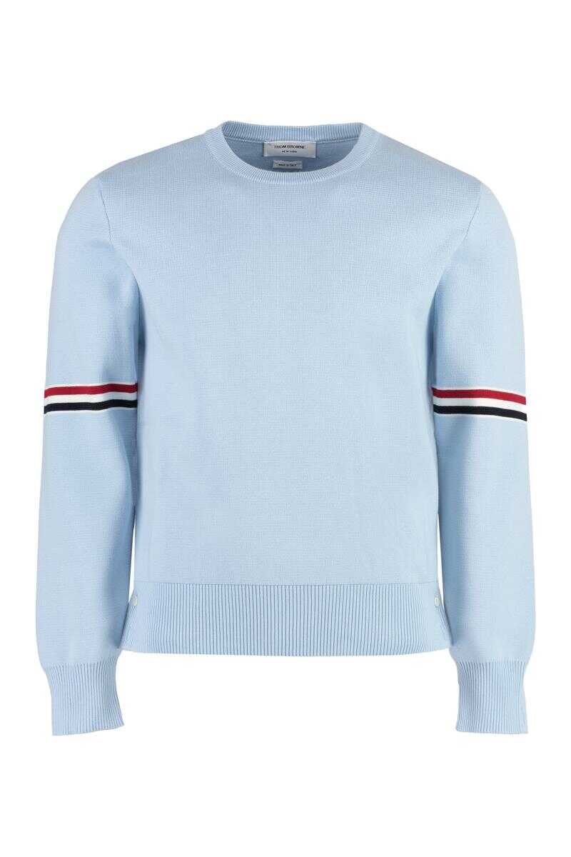 Thom Browne THOM BROWNE LONG SLEEVE CREW-NECK SWEATER BLUE