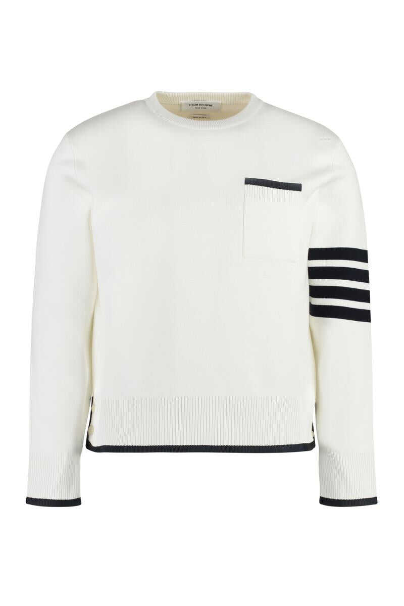 Thom Browne THOM BROWNE COTTON CREW-NECK SWEATER WHITE