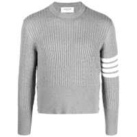 Topuri Cable-Knit Jumper With Signature 4 Bar Detailing In Grey Cotton Man Barbati