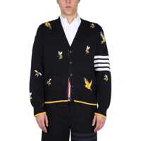 Cardigane THOM BROWNE CARDIGAN WITH BIRDS AND BEES INLAYS Barbati