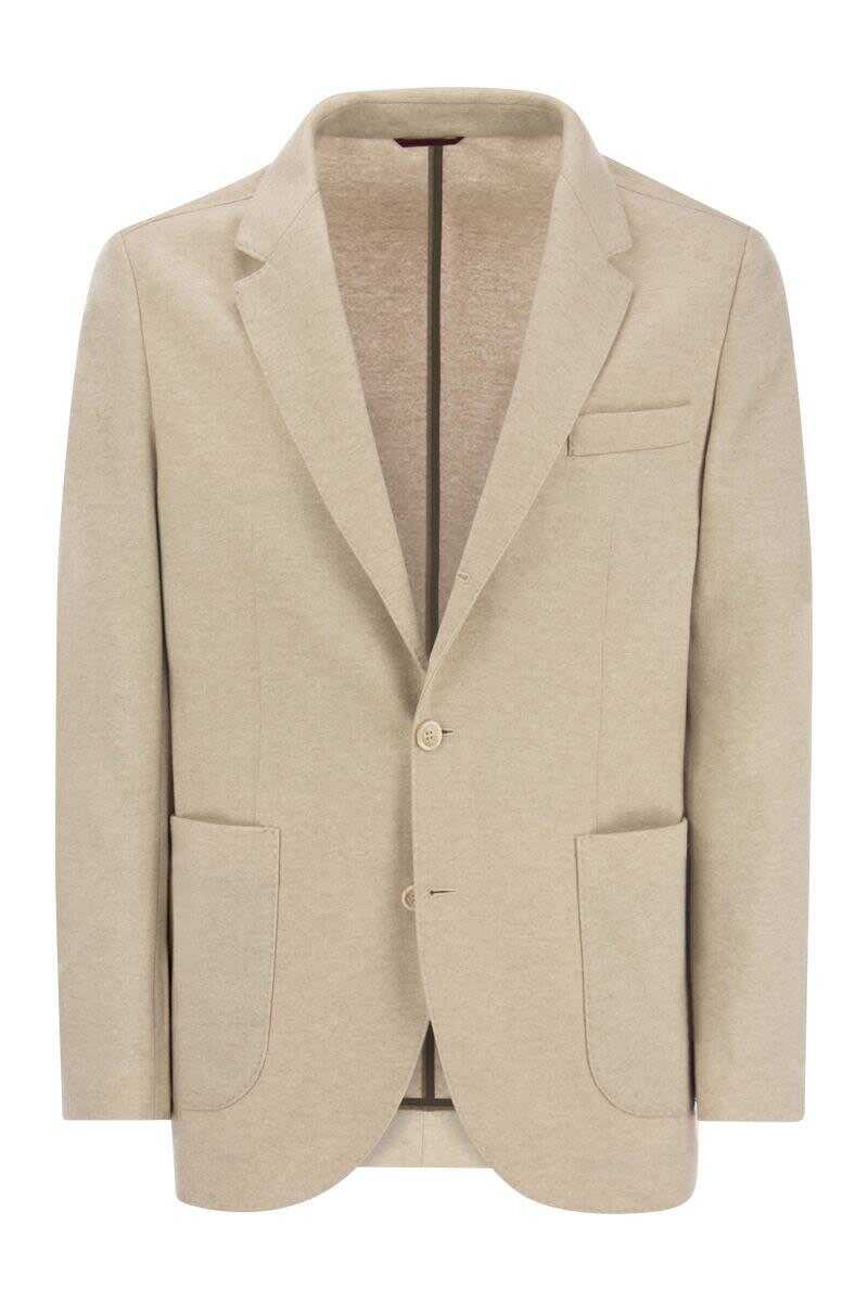 Brunello Cucinelli BRUNELLO CUCINELLI Cashmere jersey blazer with patch pockets SAND