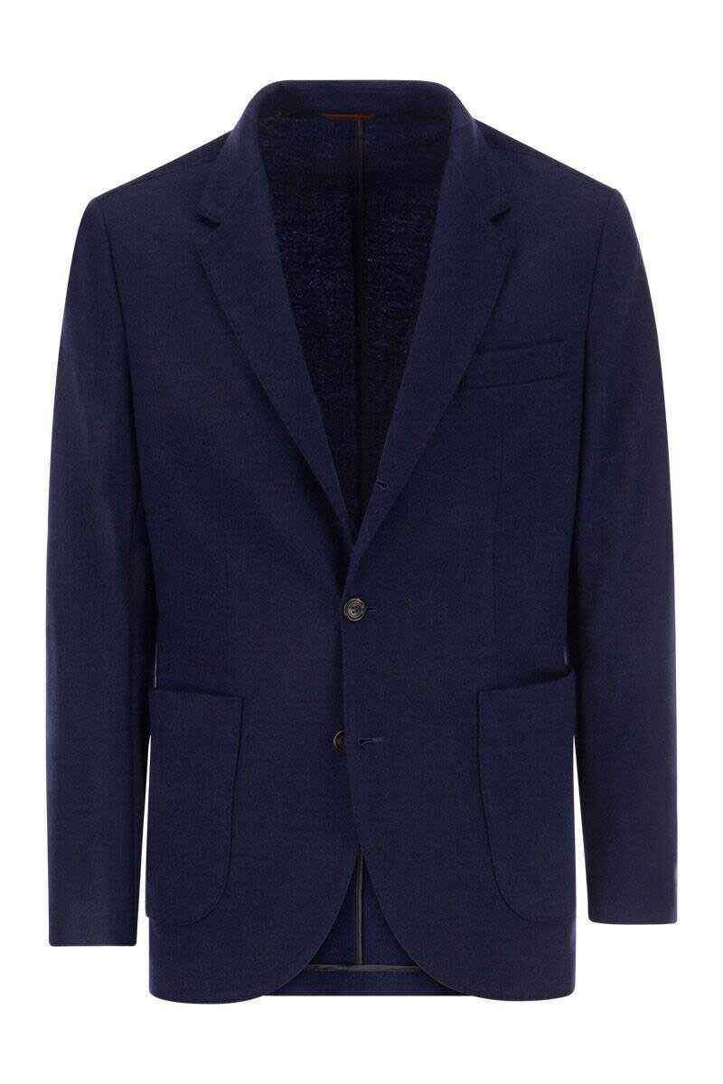 Brunello Cucinelli BRUNELLO CUCINELLI Cashmere jersey blazer with patch pockets COBALT
