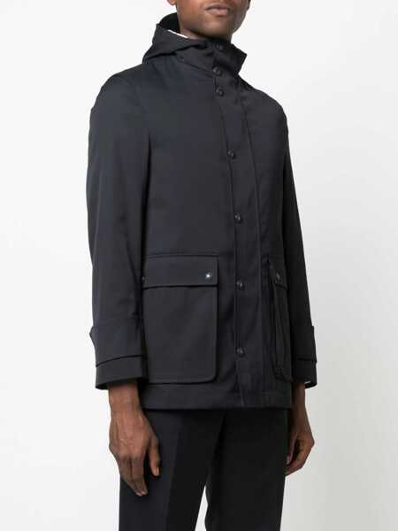 Geci Parka Thom Browne Thom Browne Simplified Snap Front Rain Parka In Nylon Tech Clothing BLUE Barbati (BM 10487252) 3