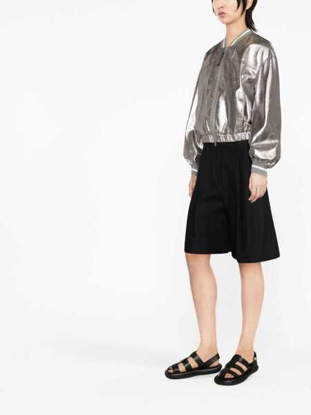 Geci Brunello Cucinelli Brunello Cucinelli Laminated Leather Bomber Jacket SILVER Femei (BM 10487540) 4