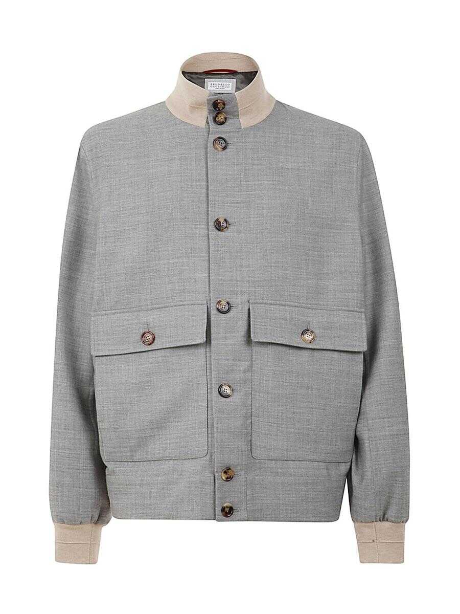 Brunello Cucinelli BRUNELLO CUCINELLI CASHMERE DOUBLE BOMBER JACKET CLOTHING Grey