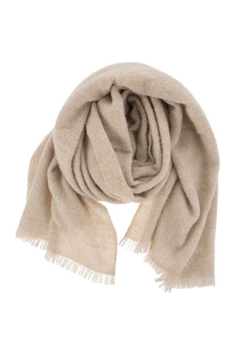 Brunello Cucinelli BRUNELLO CUCINELLI Soft Dazzling Cashmere and Silk Scarf BEIGE