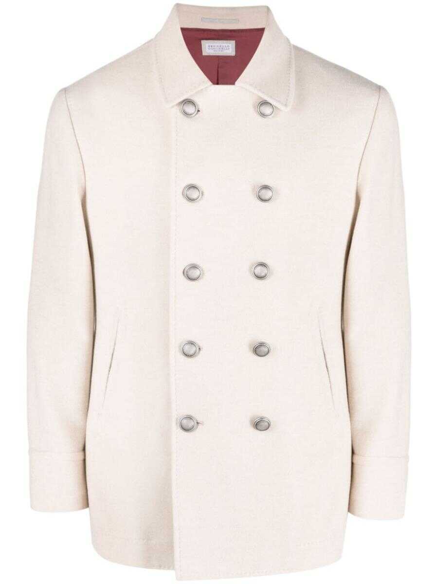 Brunello Cucinelli BRUNELLO CUCINELLI Double-breasted cashmere coat BEIGE