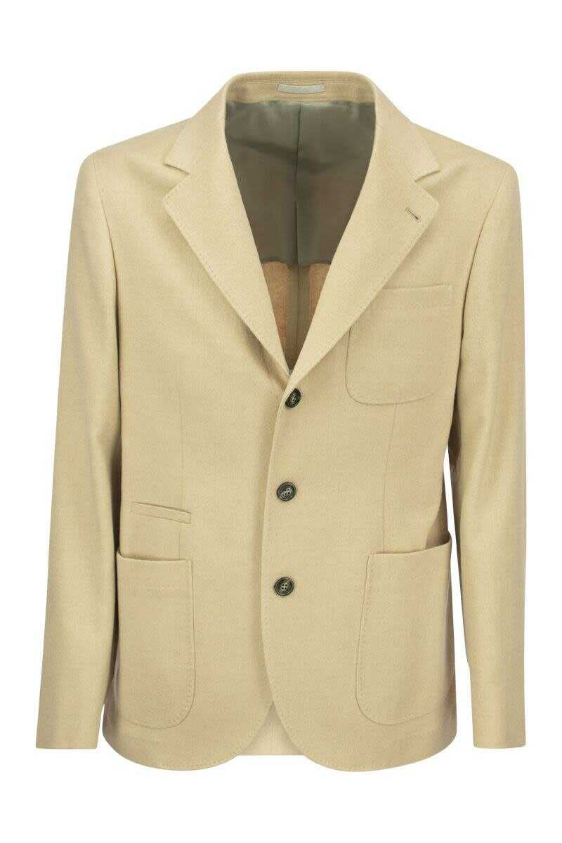 Brunello Cucinelli BRUNELLO CUCINELLI Camel Jacket with patch pockets SAND b-mall.ro