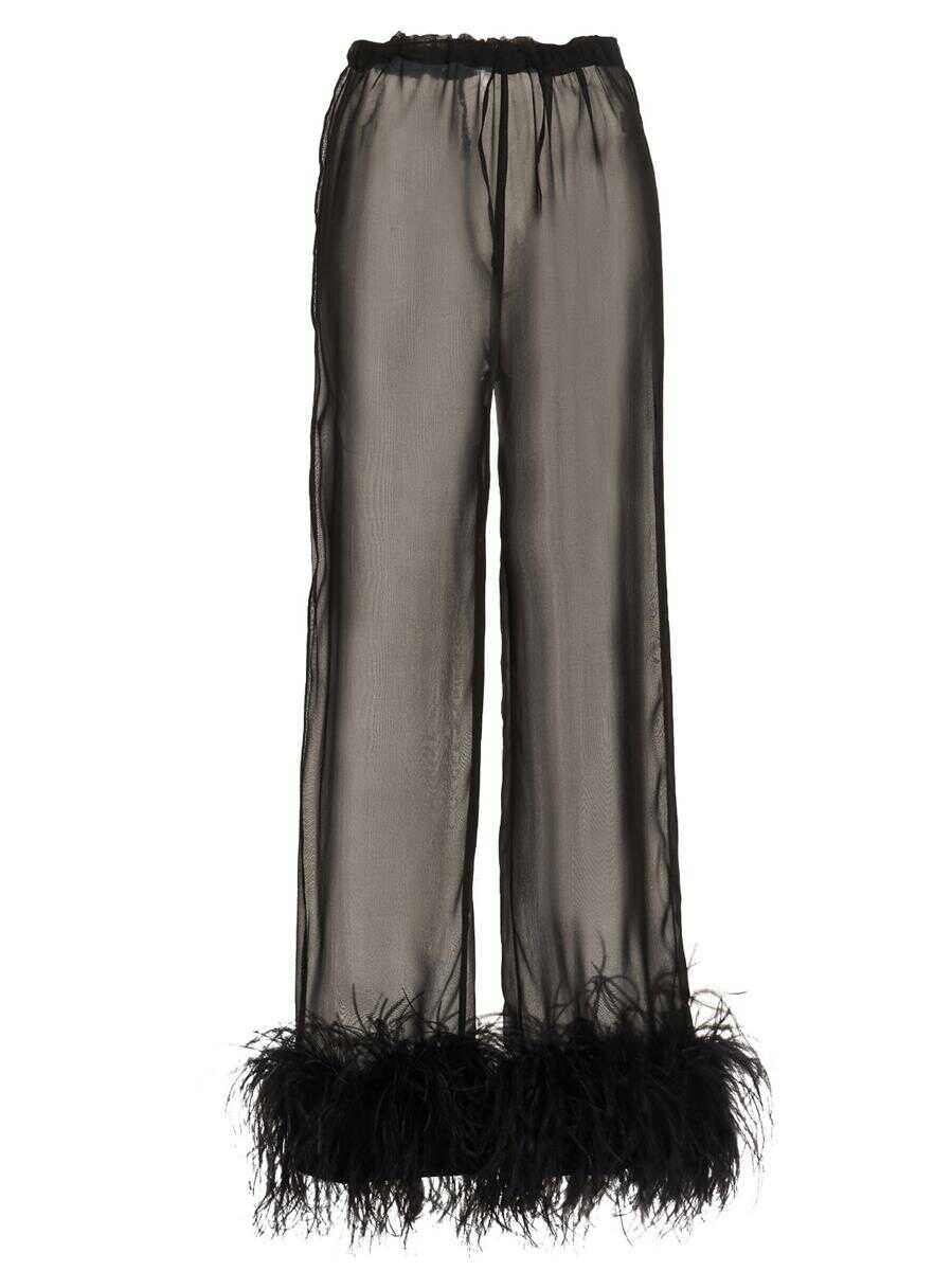 OSEREE OSÉREE Feather silk pants Black