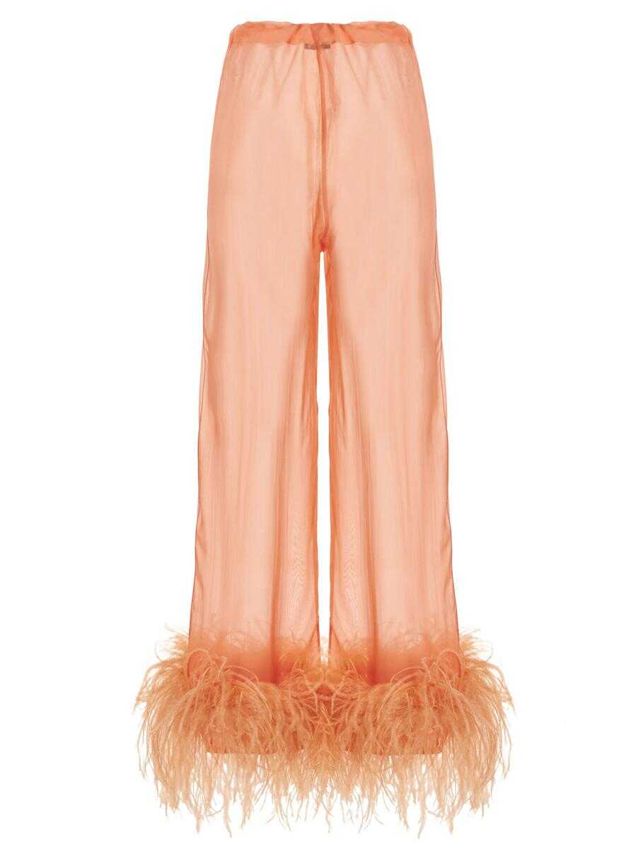 OSEREE OSÉREE Feather silk pants Pink