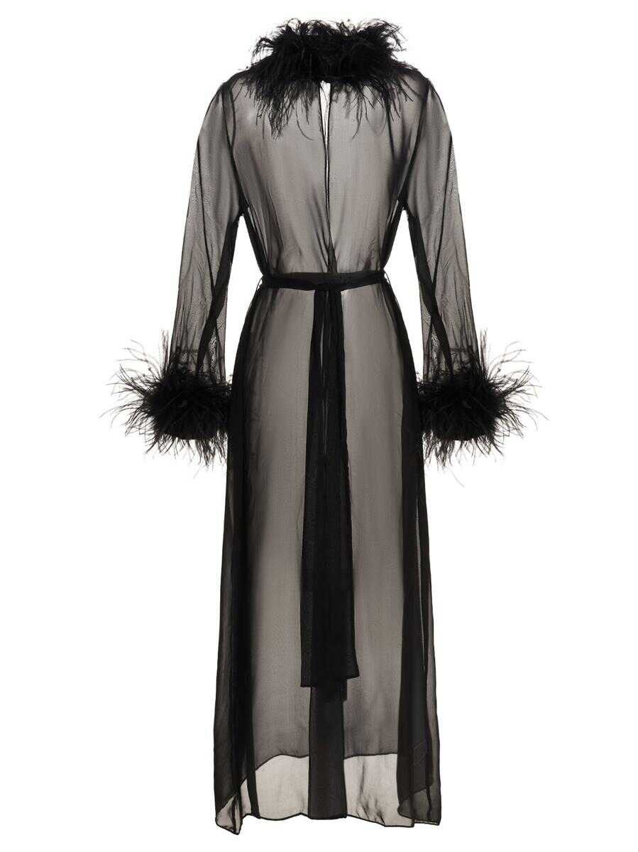 OSEREE OSÉREE Feather silk dressing gown BLACK