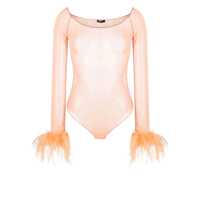 Body-uri Oséree Feather Transparent Mesh Bodysuit Femei