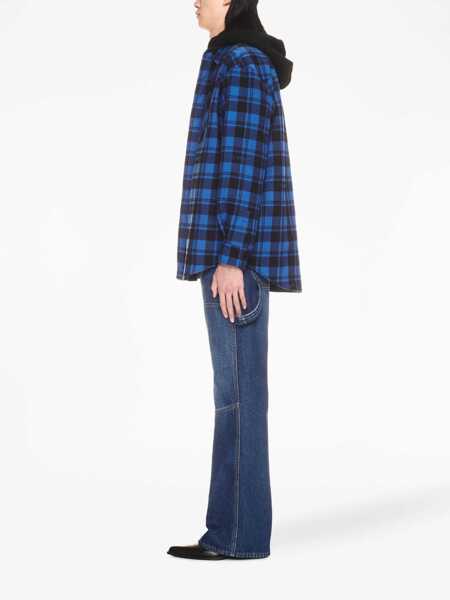 Geci Off-White Off-White Check Flannel Overshirt BLUE Barbati (BM 10500266) 3