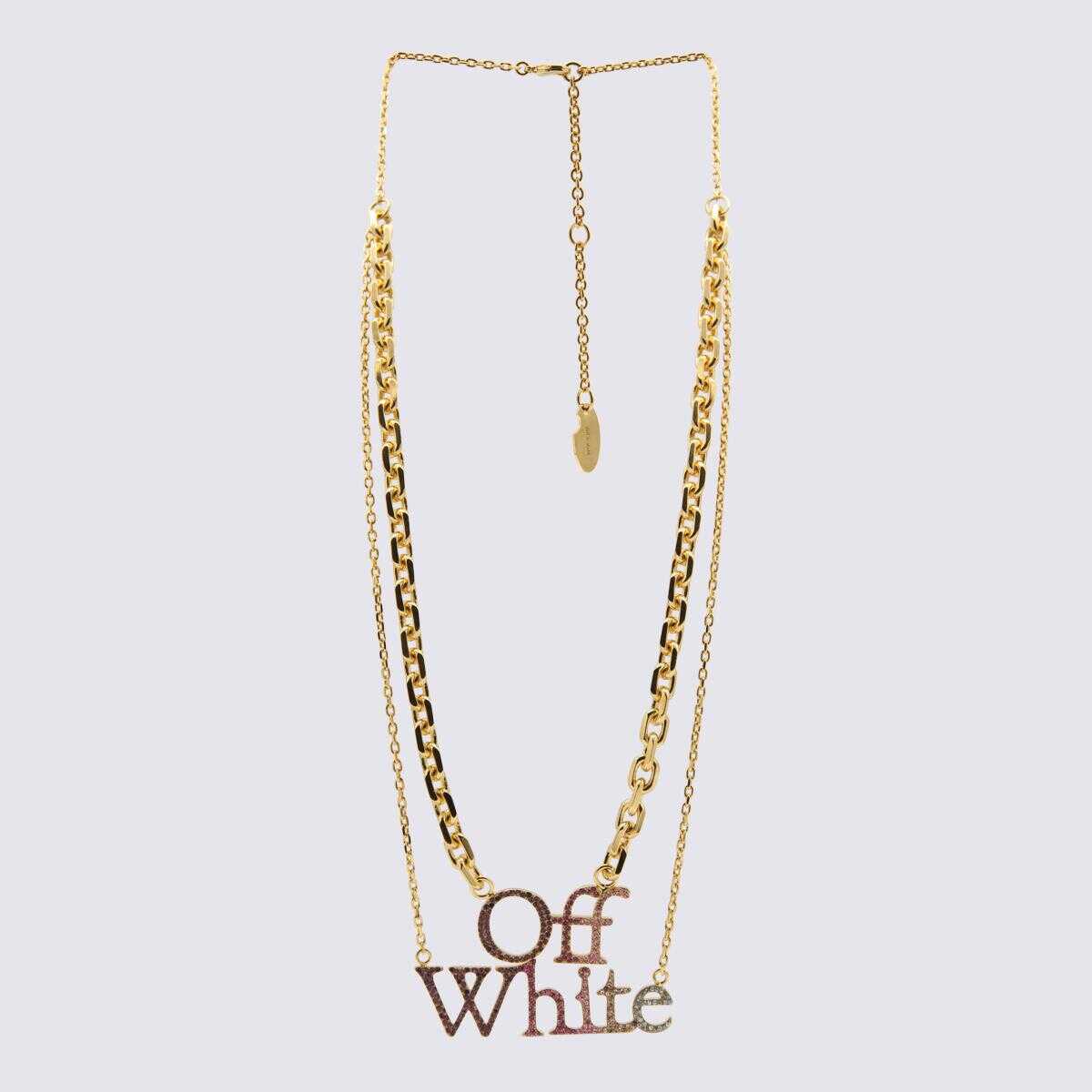 Off-White OFF-WHITE GOLD TONE METAL LOGO NECKLACE RED image10