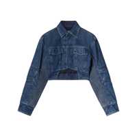 Geci Off-White Cropped Denim Jacket Femei