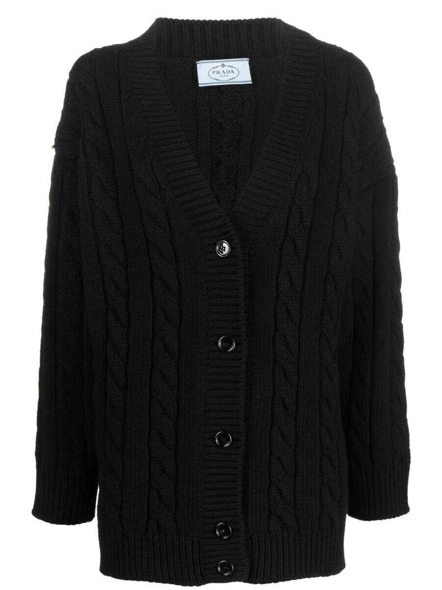 Prada PRADA V-neck cashmere wool cardigan black