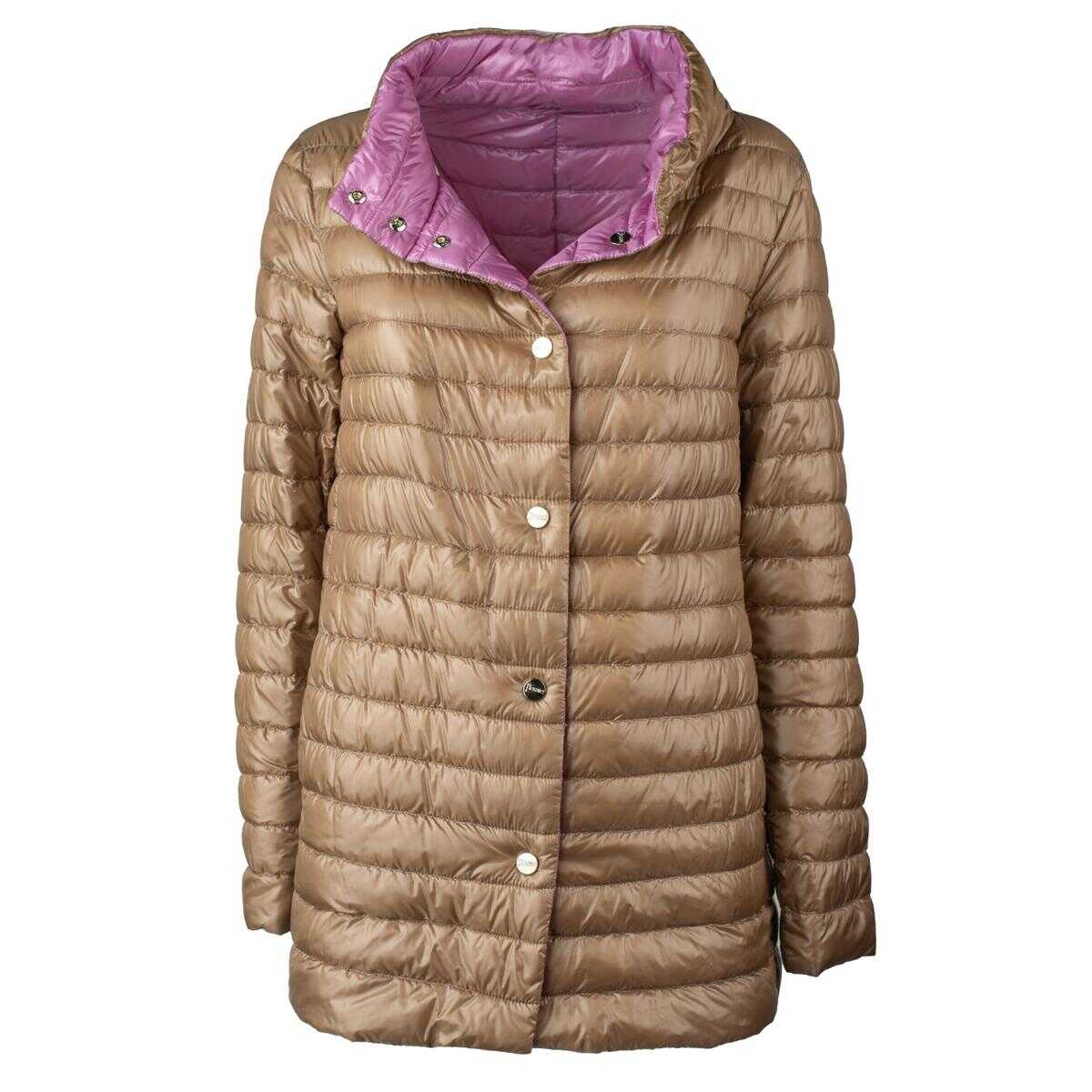 Herno HERNO 100gram down jacket 3/4 reversible lilac interior BROWN