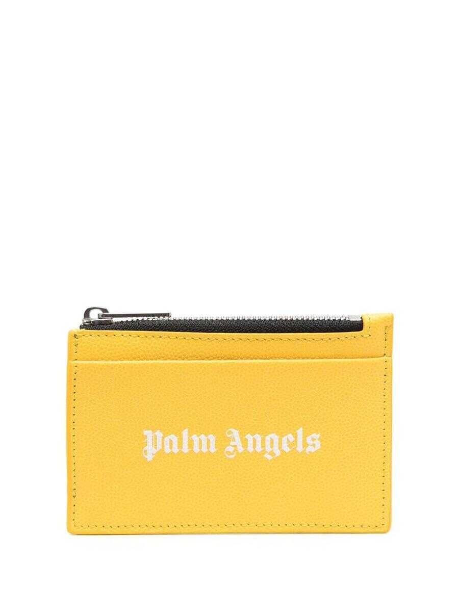 Palm Angels PALM ANGELS Leather zipped card case YELLOW