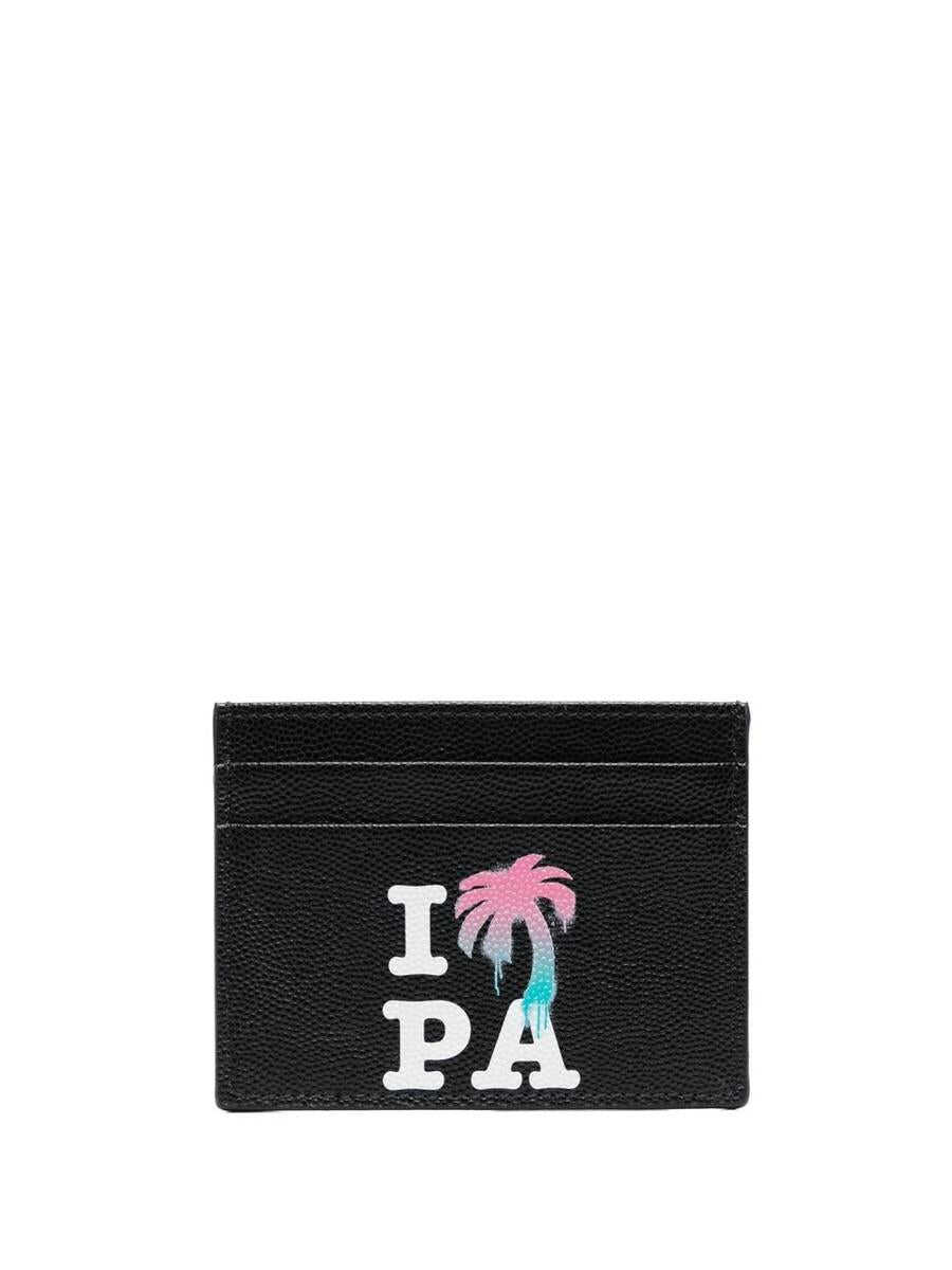 Palm Angels PALM ANGELS I Love PA leather card case BLACK
