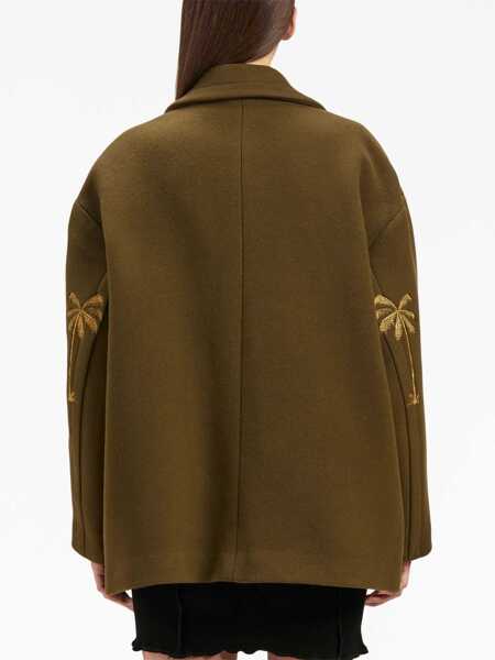 Geci Palm Angels Palm Angels Palm Embroidery Coat GREEN Femei (BM 10523261) 5