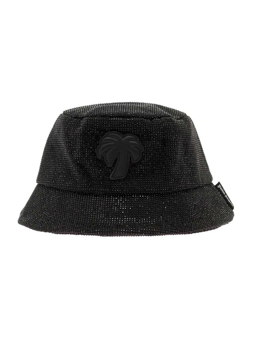 Palm Angels Bucket Hat with Palm Logo ath the Front in Black Cotton Woman Black