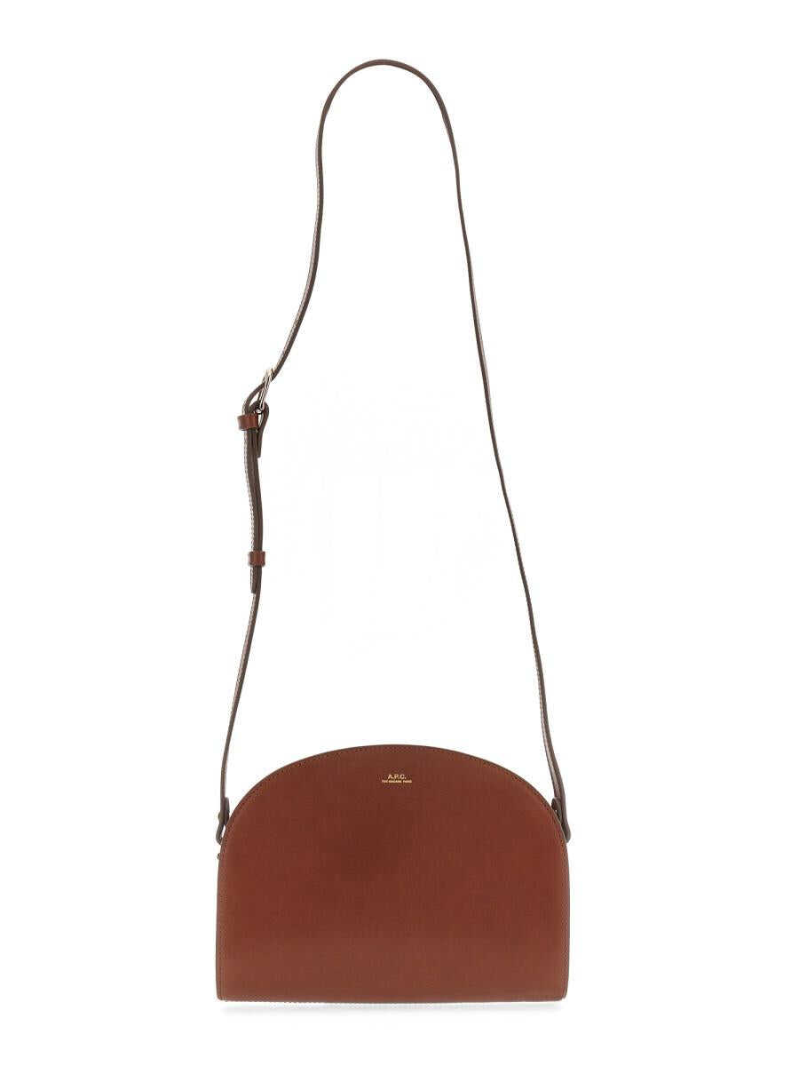 A.P.C. A.P.C. DEMI-LUNE LEATHER CROSSBODY BAG BROWN