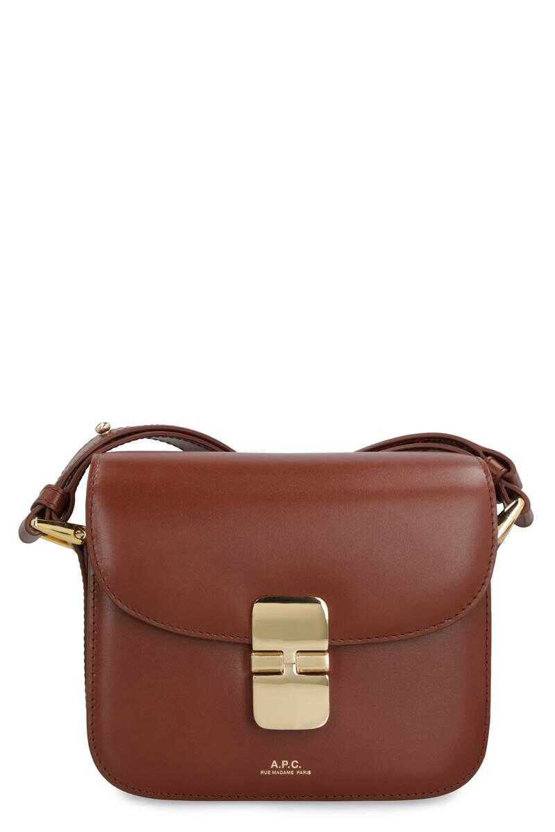 A.P.C. A.P.C. GRACE LEATHER MINI CROSSBODY BAG brown