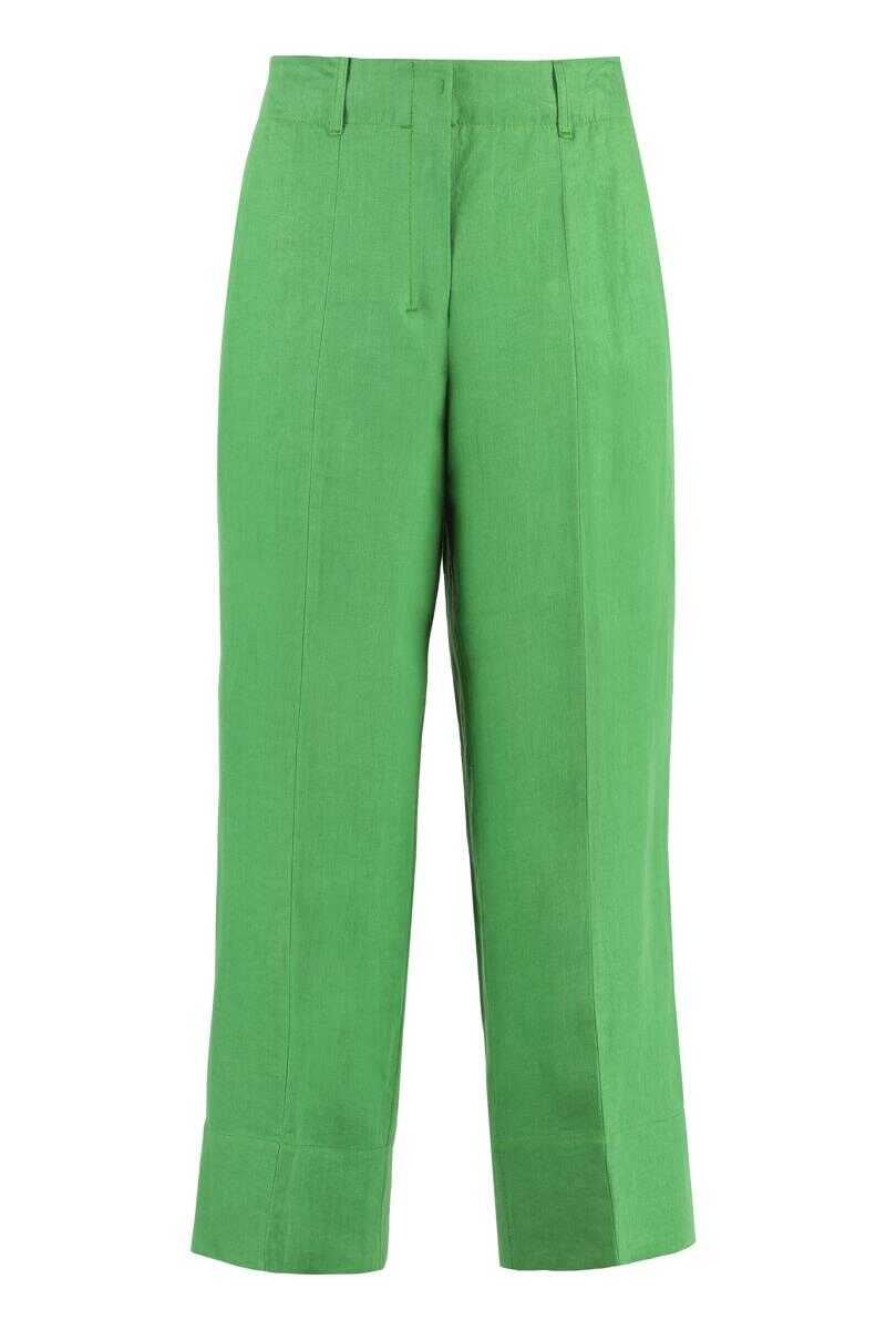 Max Mara \'S MAX MARA REBECCA LINEN WIDE LEG TROUSERS GREEN