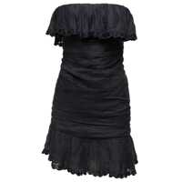 Rochii Black Off-Shoulder Minidress with Ruches Detail in Ramie Woman Femei