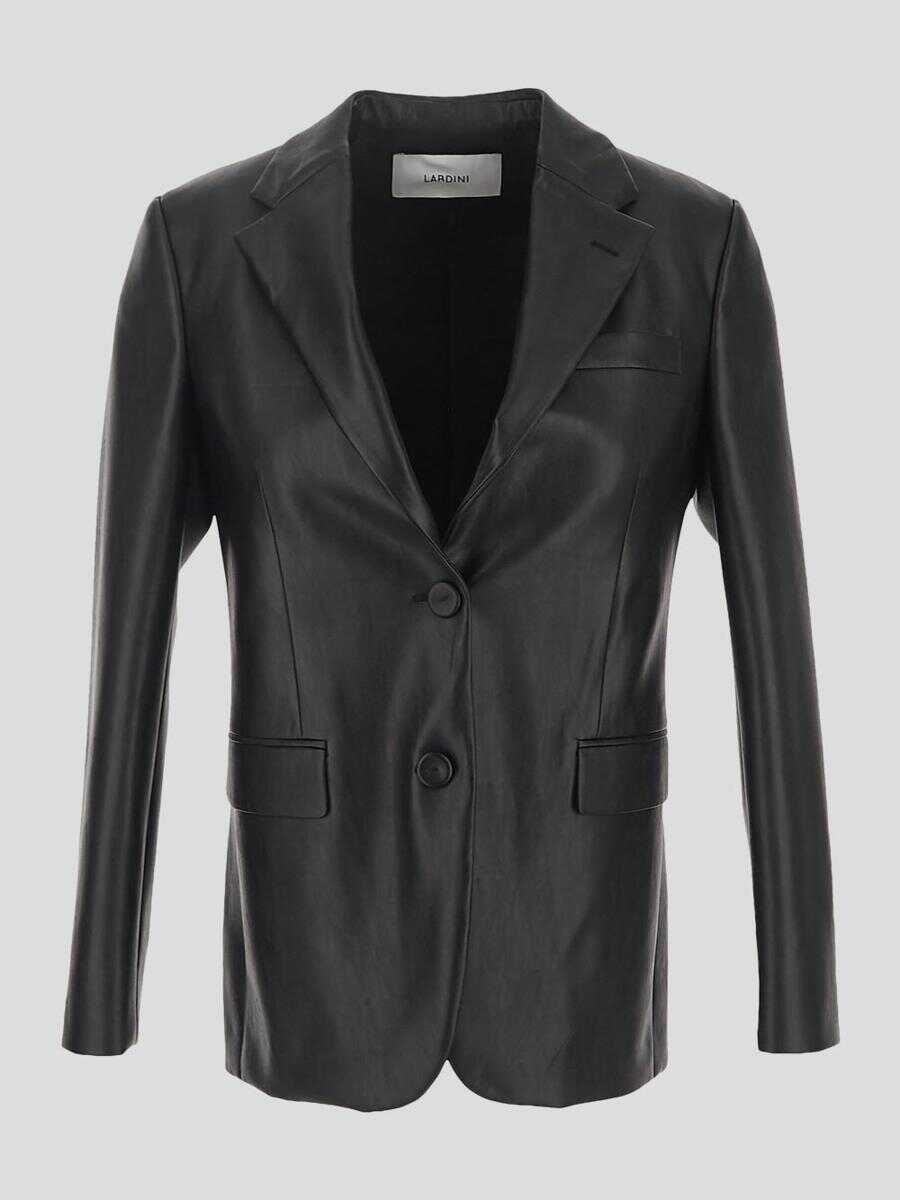 Lardini Lardini Faux-Leather Jacket Black