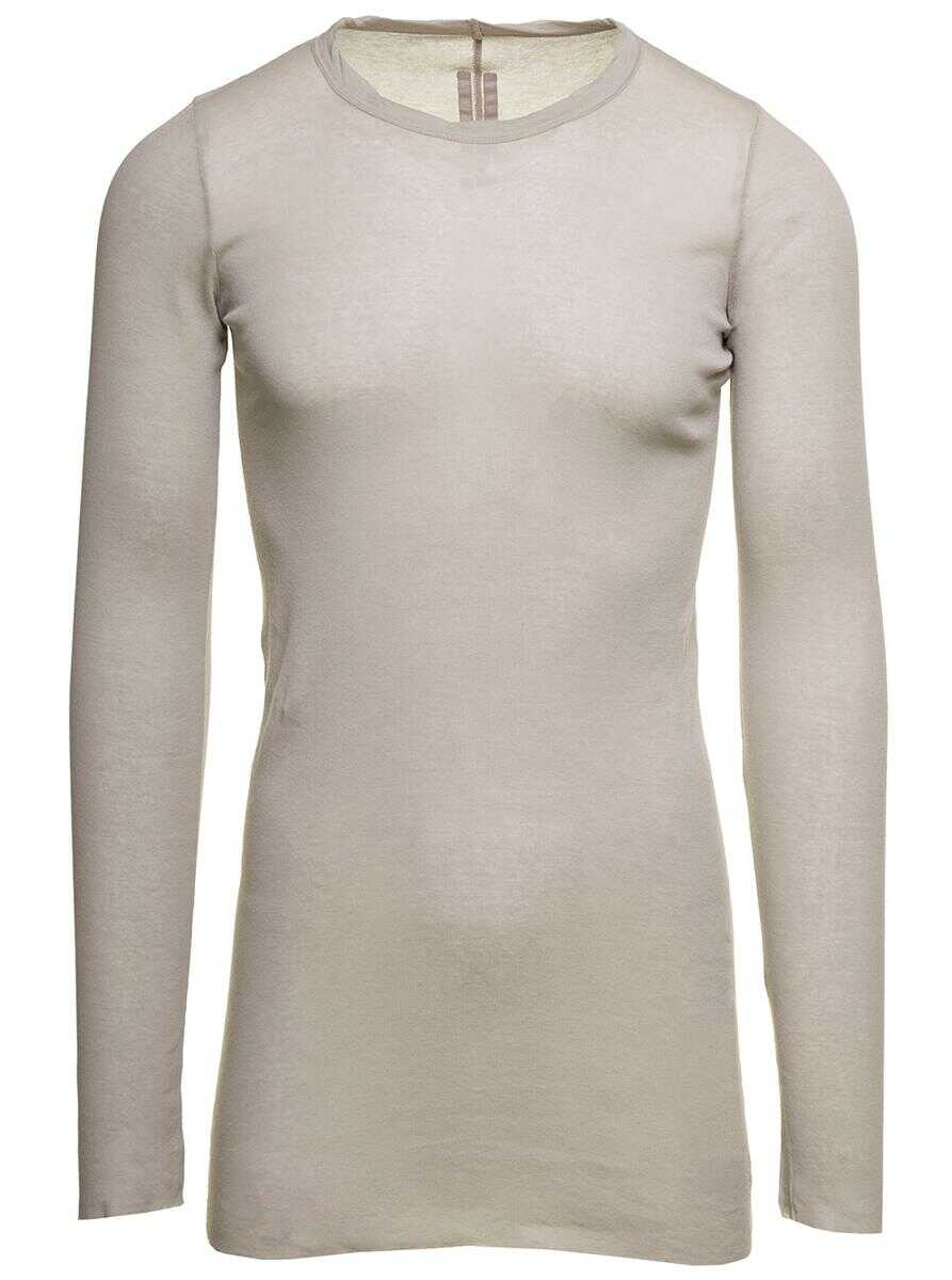 Rick Owens Grey Long-Sleeve T-Shirt in Semi-Sheer Cotton Man Grey