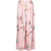 Pantaloni casual Lanvin Pink Silk Floreal Pants Femei