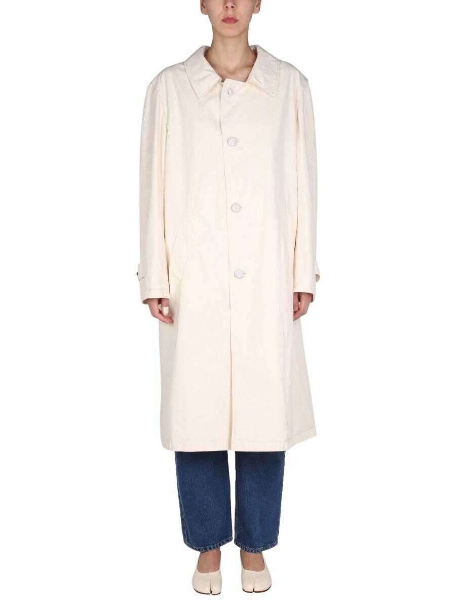 Maison Margiela MAISON MARGIELA SINGLE-BREASTED TRENCH WHITE