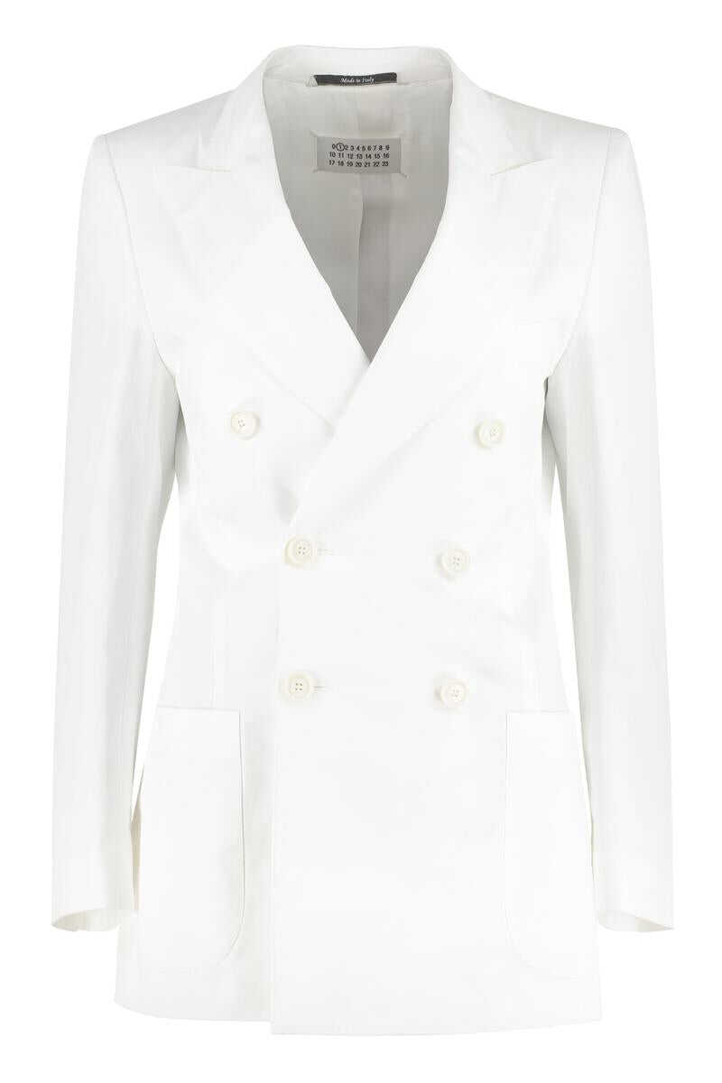 Maison Margiela MAISON MARGIELA COTTON DOUBLE-BREASTED BLAZER White