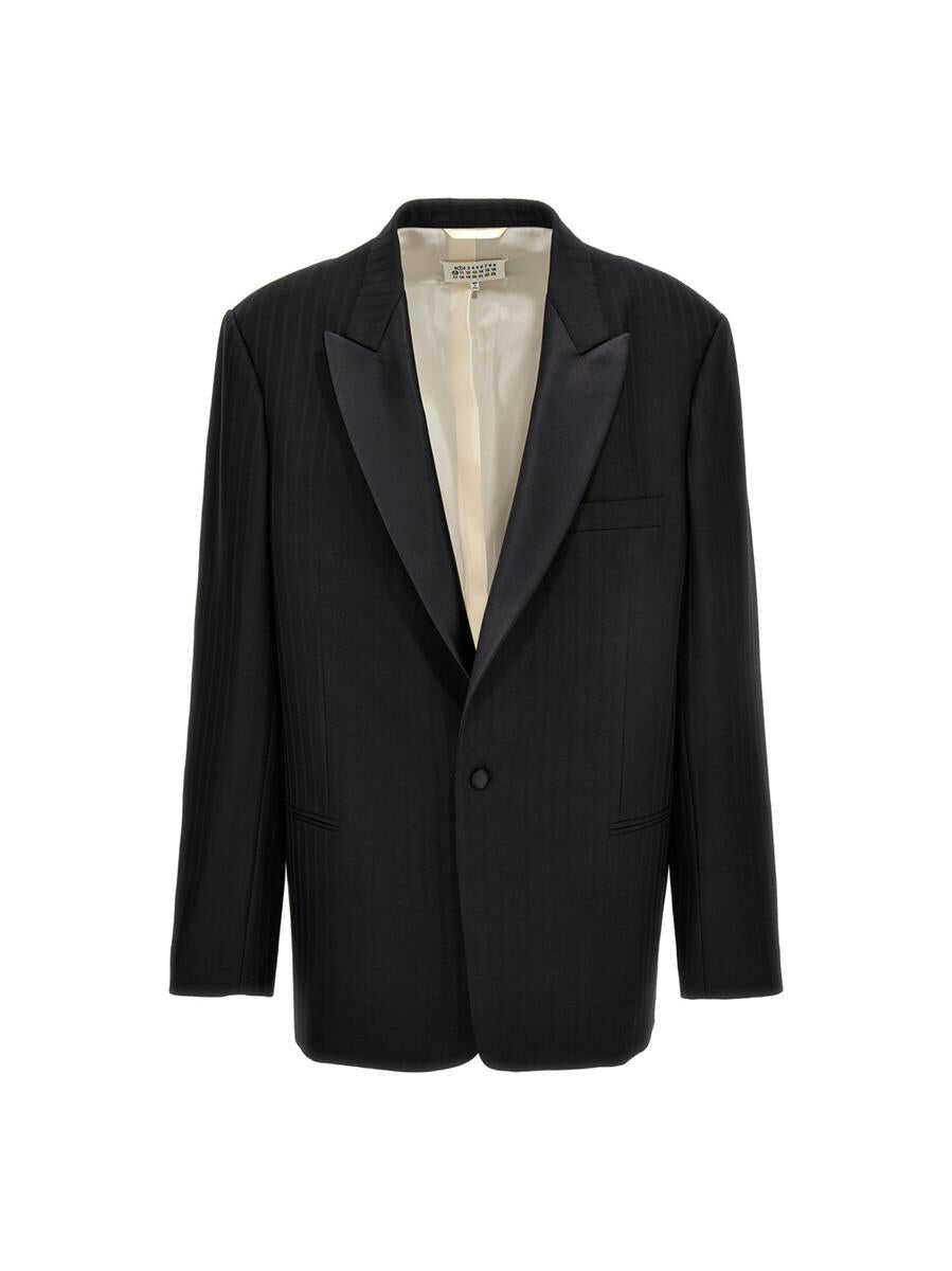 Maison Margiela MAISON MARGIELA Striped single breast blazer jacket BLACK