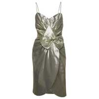 Rochii Midi Ivory Dress with Bow Detail in Metallic Lurex Woman Femei