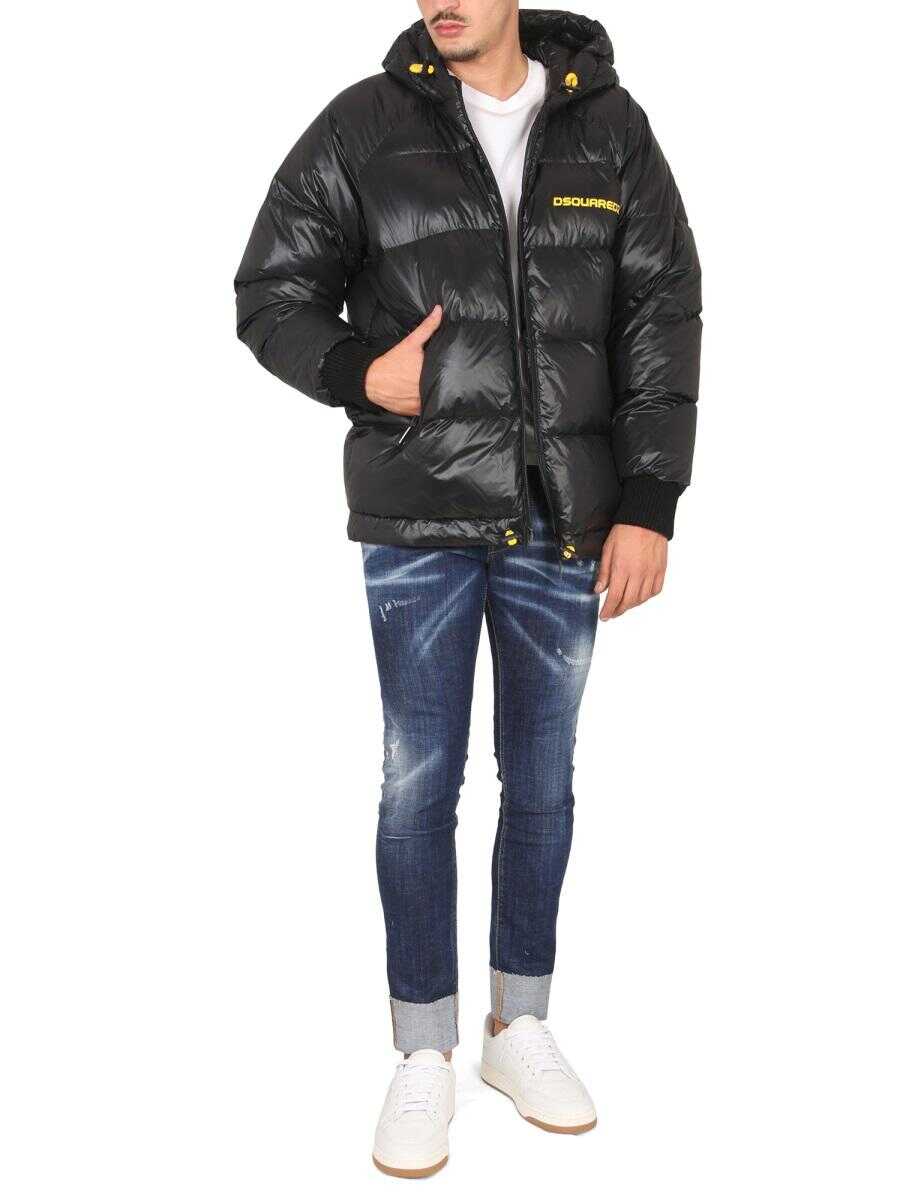 DSQUARED2 DSQUARED2 DOWN JACKET WITH LOGO PRINT BLACK